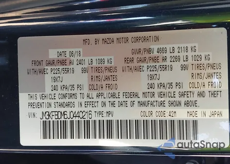 2018 Mazda Cx-5 Grand Touring z USA, uszkodzony, nr VIN JM3KFBDM6J0440216